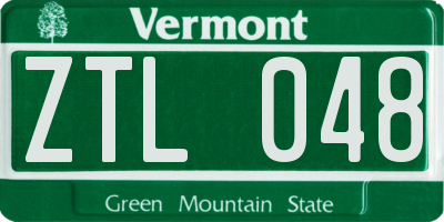 VT license plate ZTL048