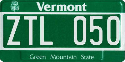 VT license plate ZTL050