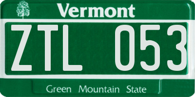 VT license plate ZTL053