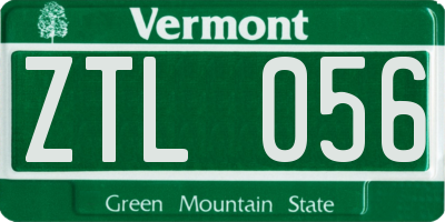 VT license plate ZTL056
