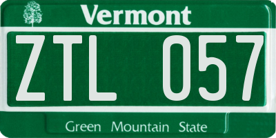VT license plate ZTL057