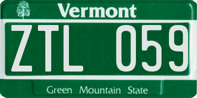 VT license plate ZTL059
