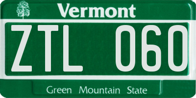 VT license plate ZTL060