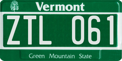 VT license plate ZTL061