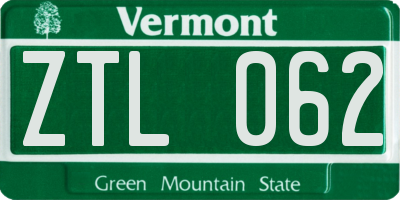 VT license plate ZTL062