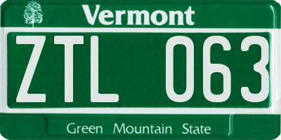 VT license plate ZTL063