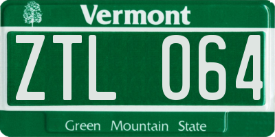 VT license plate ZTL064