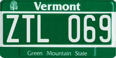 VT license plate ZTL069