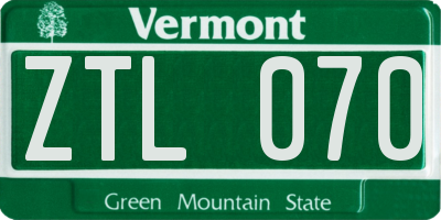 VT license plate ZTL070