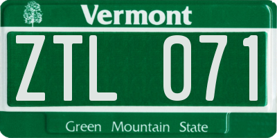 VT license plate ZTL071