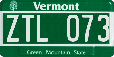 VT license plate ZTL073