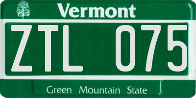 VT license plate ZTL075
