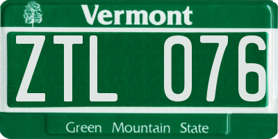 VT license plate ZTL076