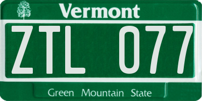 VT license plate ZTL077