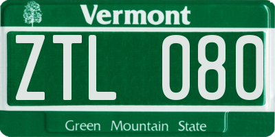 VT license plate ZTL080