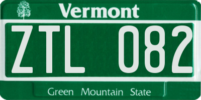 VT license plate ZTL082