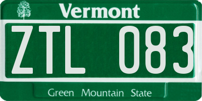 VT license plate ZTL083