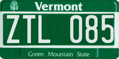 VT license plate ZTL085