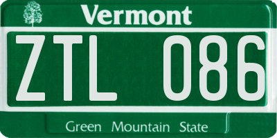 VT license plate ZTL086