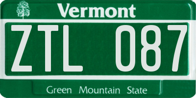 VT license plate ZTL087
