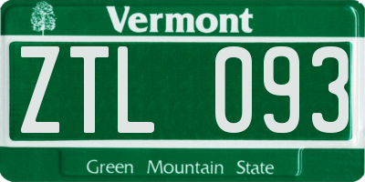 VT license plate ZTL093