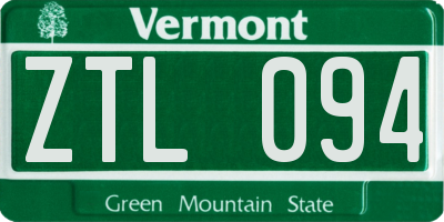 VT license plate ZTL094