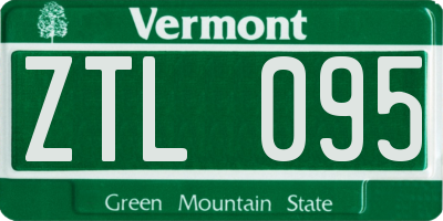 VT license plate ZTL095