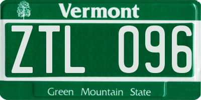 VT license plate ZTL096
