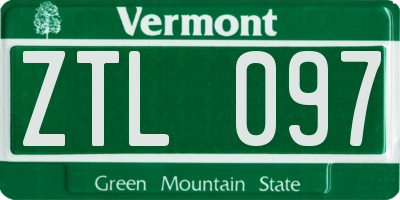 VT license plate ZTL097