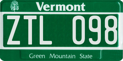 VT license plate ZTL098