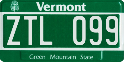 VT license plate ZTL099