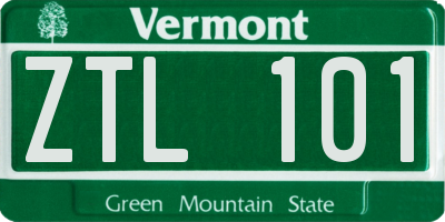 VT license plate ZTL101