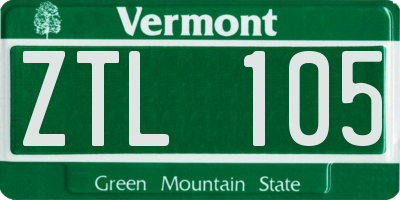 VT license plate ZTL105