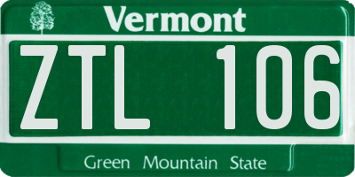 VT license plate ZTL106