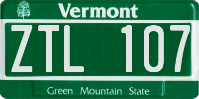 VT license plate ZTL107