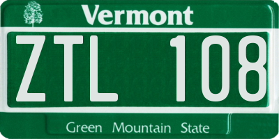 VT license plate ZTL108