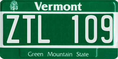 VT license plate ZTL109
