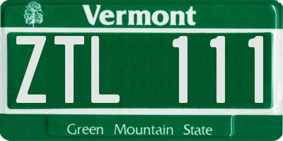 VT license plate ZTL111