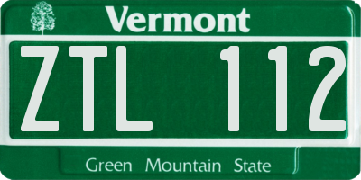 VT license plate ZTL112