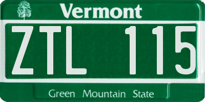VT license plate ZTL115
