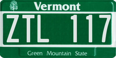 VT license plate ZTL117