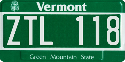 VT license plate ZTL118