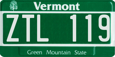 VT license plate ZTL119