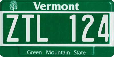 VT license plate ZTL124