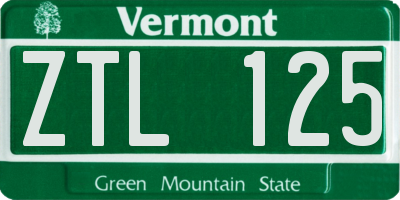 VT license plate ZTL125