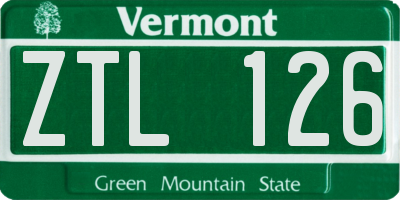 VT license plate ZTL126
