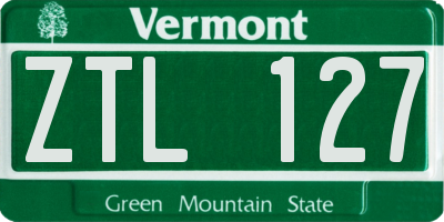 VT license plate ZTL127