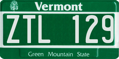 VT license plate ZTL129