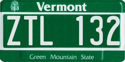 VT license plate ZTL132