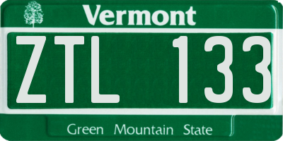VT license plate ZTL133